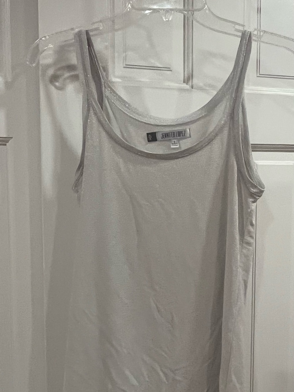 Jennifer Lopez Metallic Silver Scoop Neck Camisole